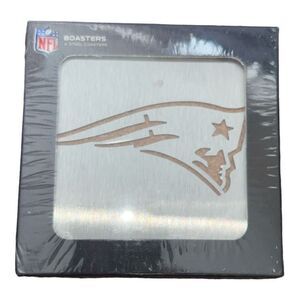 PATRIOTS  Heavy Stainless Steel Coasters cork back, new set of 4  NFL Football